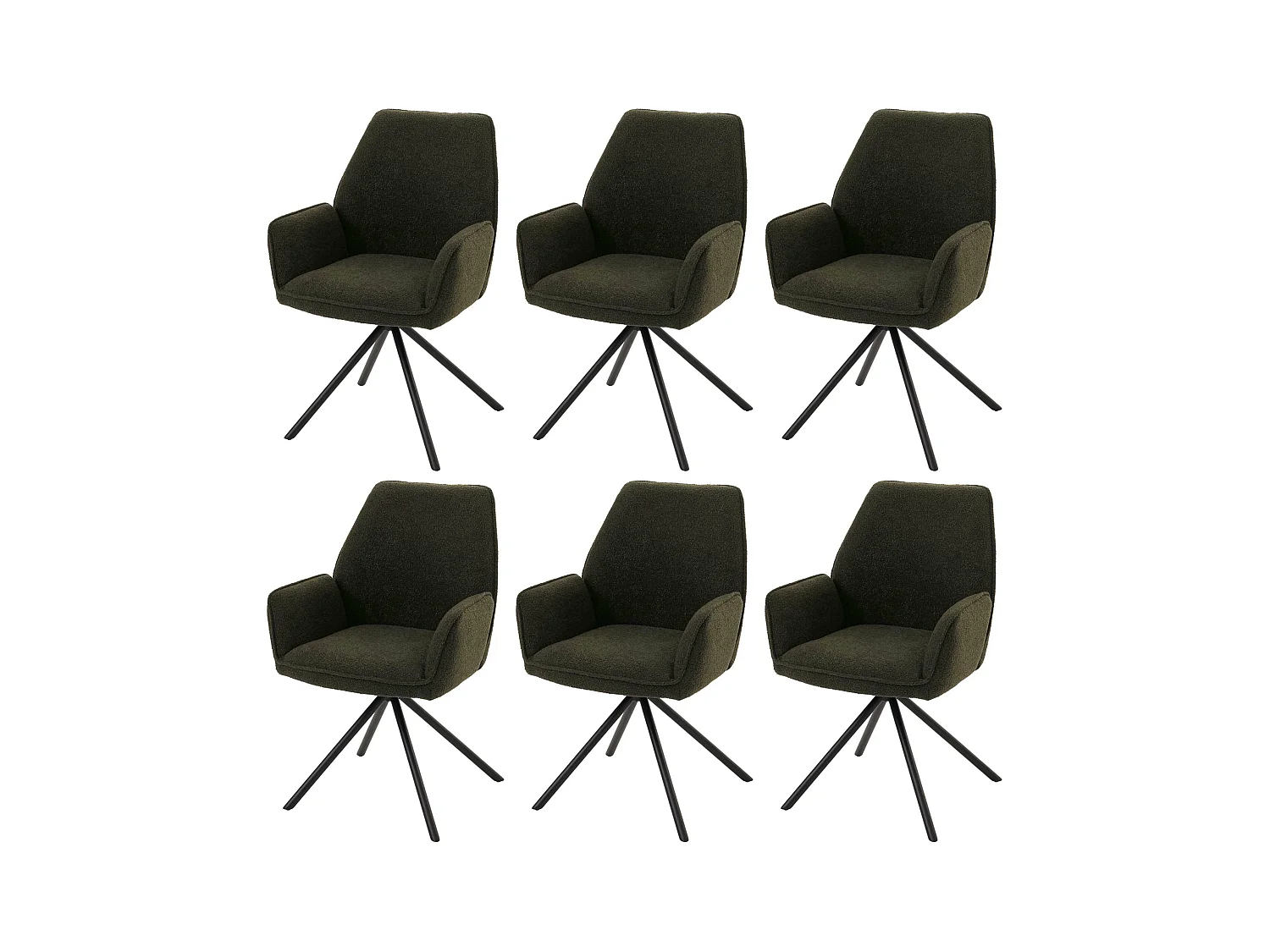 Chaise de salle à manger MCW-G67 Bouclé (lot de 6),  vert olive