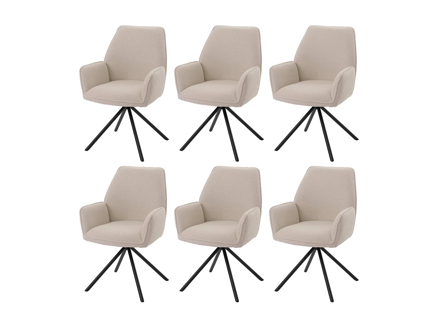 Chaise de salle à manger MCW-G67 Bouclé (lot de 6),  crème