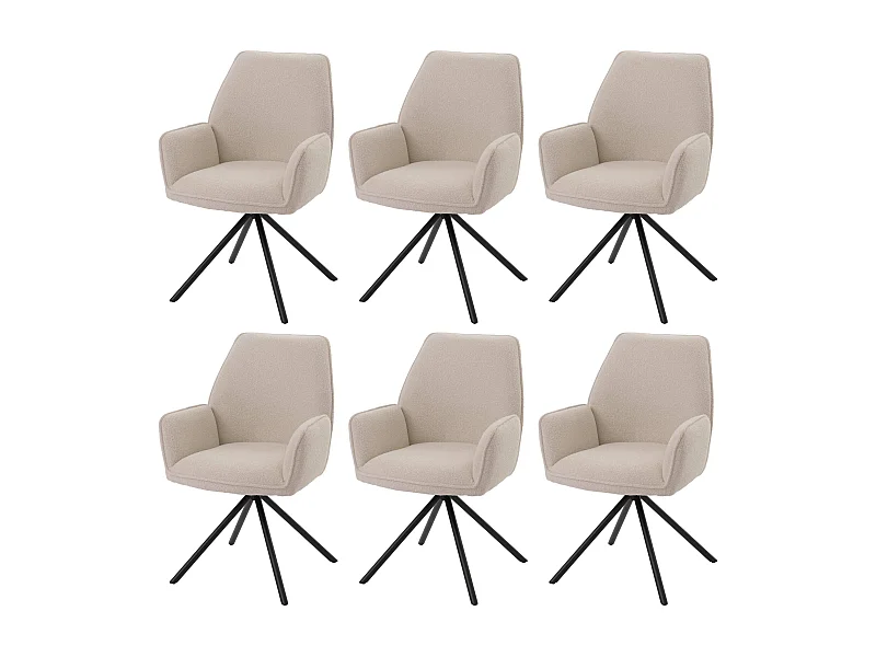 Eetkamerstoel MCW-G67 Bouclé (set van 6),  crème