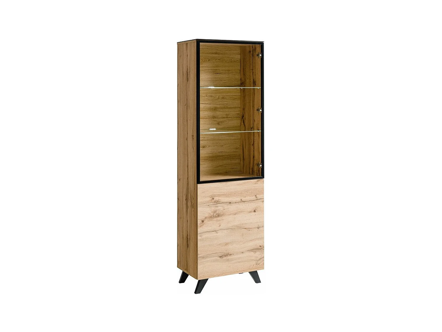 Vitrine LED "Thin" 197cm Noir & Naturel