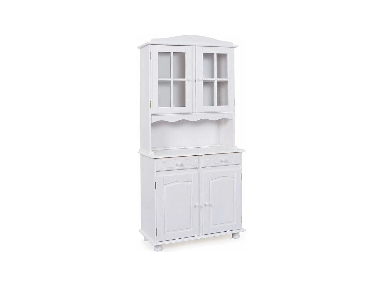 Vaisselier 4 Portes Bois Massif "Alienor" 198cm Blanc