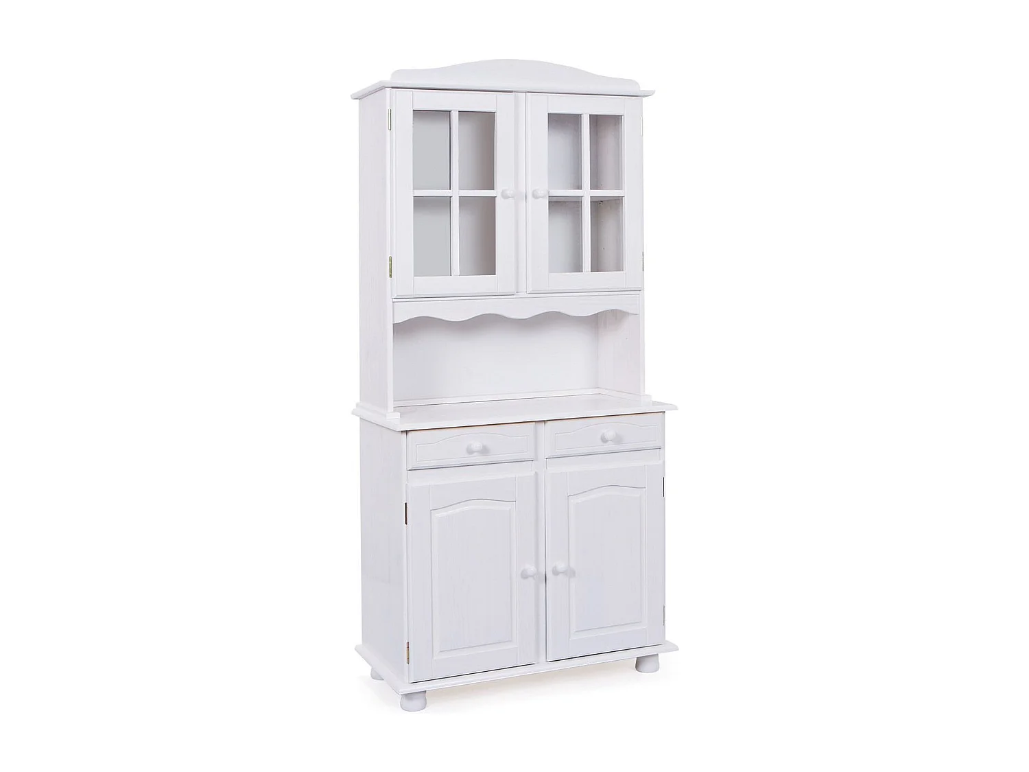Dressoir 4 deuren 2 laden massief grenen wit gelakt Brito 88 cm