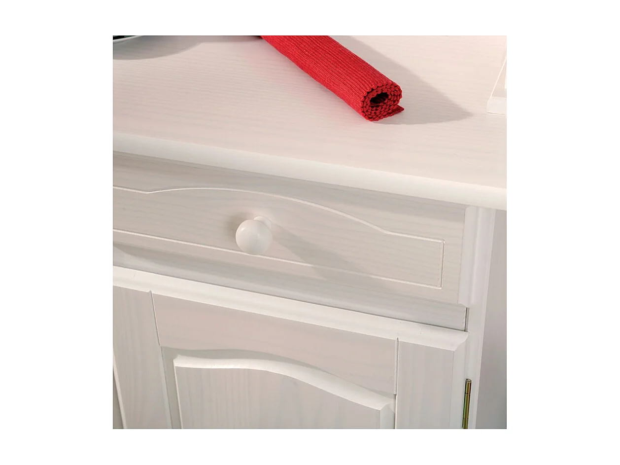 Dressoir 4 deuren 2 laden massief grenen wit gelakt Brito 88 cm