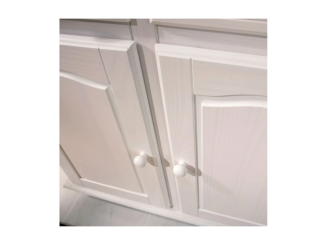 Dressoir 4 deuren 2 laden massief grenen wit gelakt Brito 88 cm