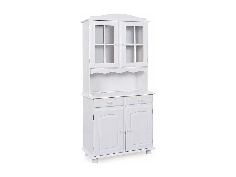Vaisselier 4 Portes Bois Massif "Alienor" 198cm Blanc