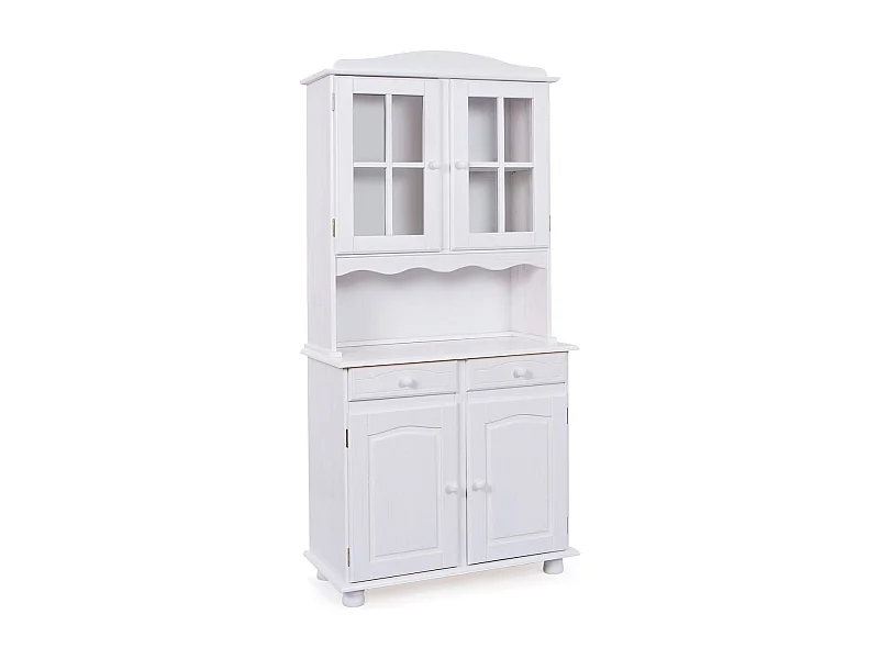 Vaisselier 4 Portes Bois Massif "Alienor" 198cm Blanc