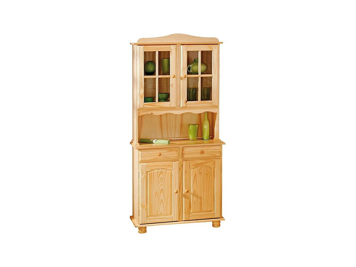 Vaisselier 4 Portes Bois Massif "Alienor" 198cm Naturel