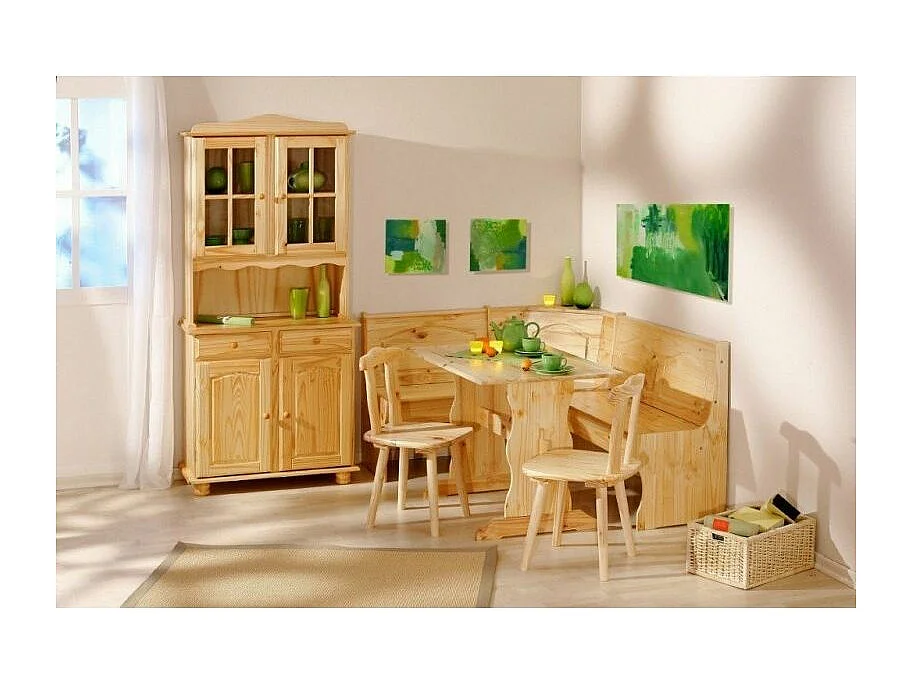 Vaisselier 4 Portes Bois Massif "Alienor" 198cm Naturel