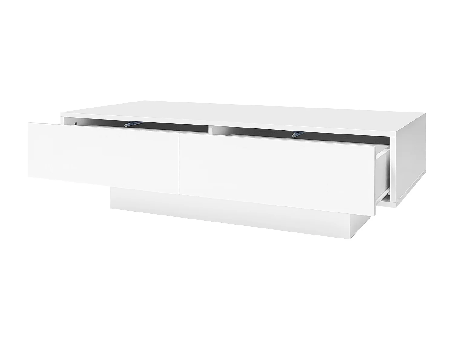 Table basse moderne avec LED - 2 tiroirs - Blanc