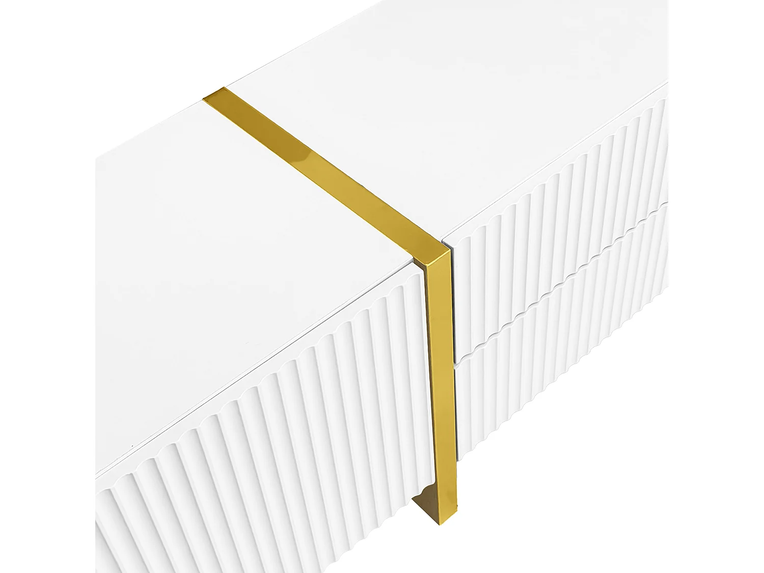 Mobile TV L 190 cm - 3 ante 2 cassetti 5 scomparti - Bianco e oro