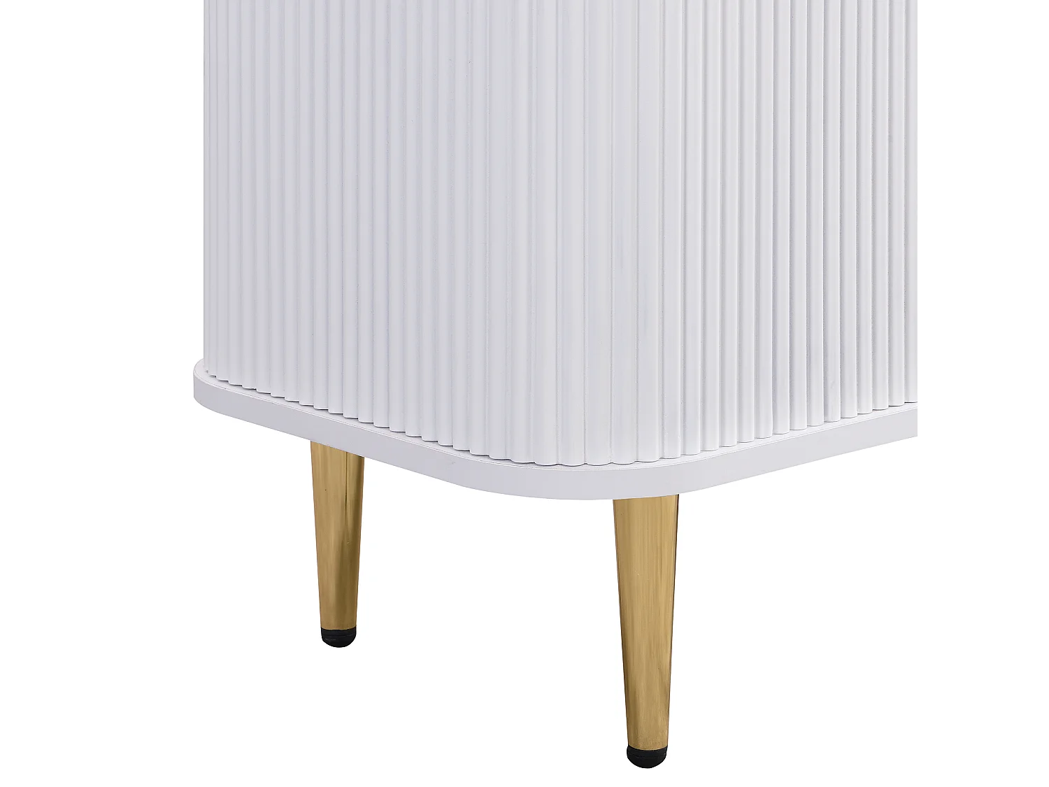 Meuble TV L 170cm - 2 tiroirs et 2 portes - poignées et pieds dorés - Blanc