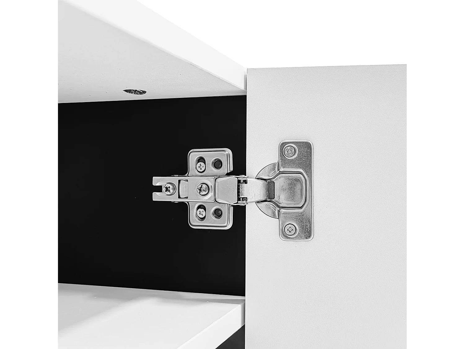 Meuble TV L 190cm - 3 portes 2 tiroirs 5 compartiments - Blanc & Noir