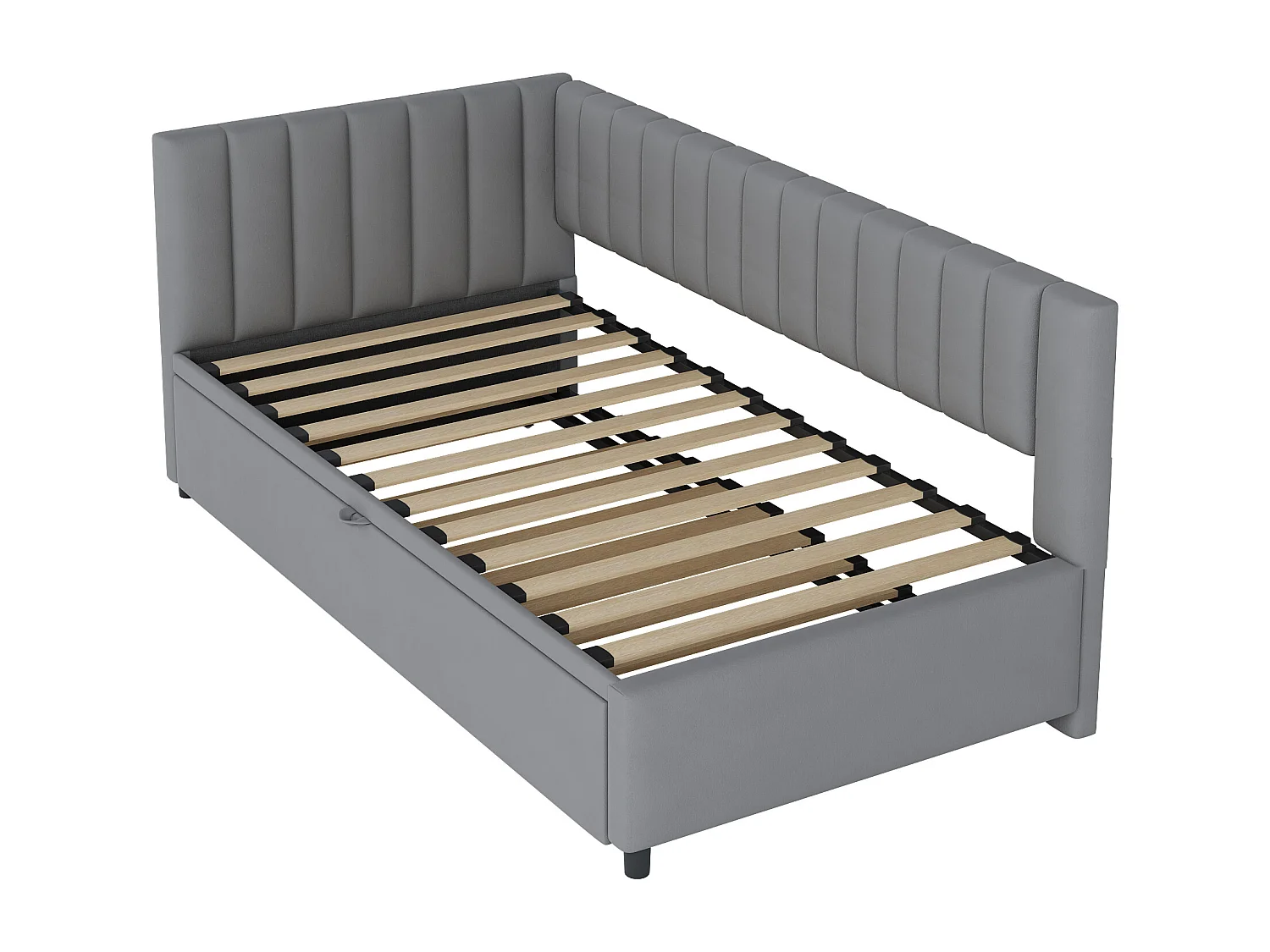 Lit gigogne 90/180x200cm en velours - Gris clair (matelas non inclus)