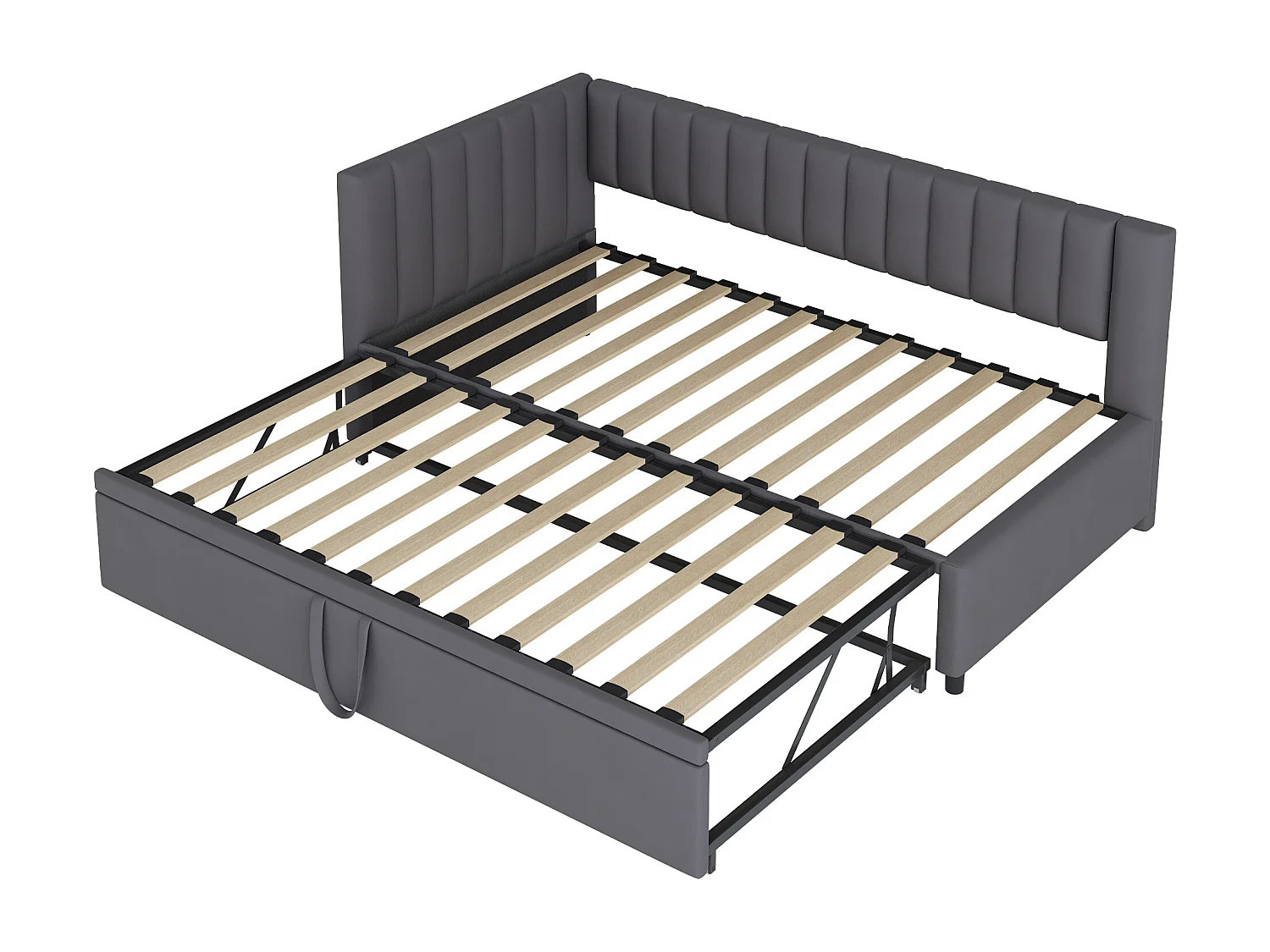 Lit gigogne 90/180x200cm en velours - Gris(matelas non inclus)