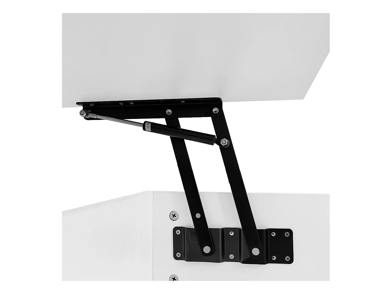 Tavolino alzabile con LED - con vano portaoggetti e piano semisollevabile - Bianco