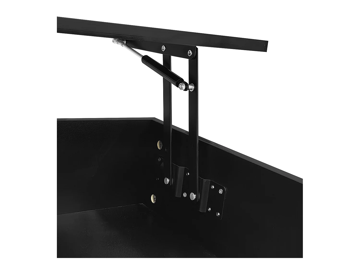 Anhebbarer Couchtisch mit LED – mit Stauraum und halb anhebbarer Platte – Schwarz