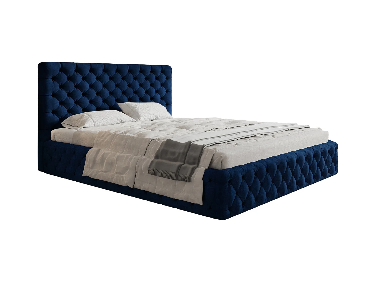 Emporius gestoffeerd bed 140x200 Furis, glamourstijl - Tweepersoonsbed 140x200 cm - fluwelen Blauw (Kronos 09)