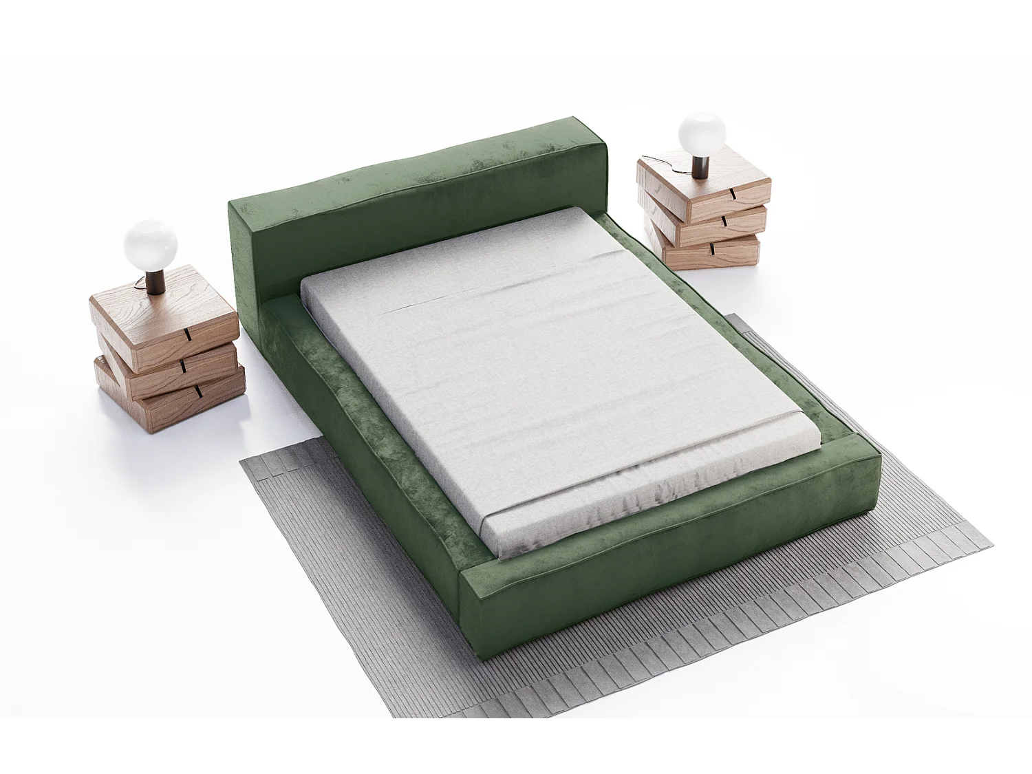 Emporius gestoffeerd bed tweepersoonsbed 180x200 Bueno - lattenbodem, opbergruimte - fluweel - Groen (Infinity 10)