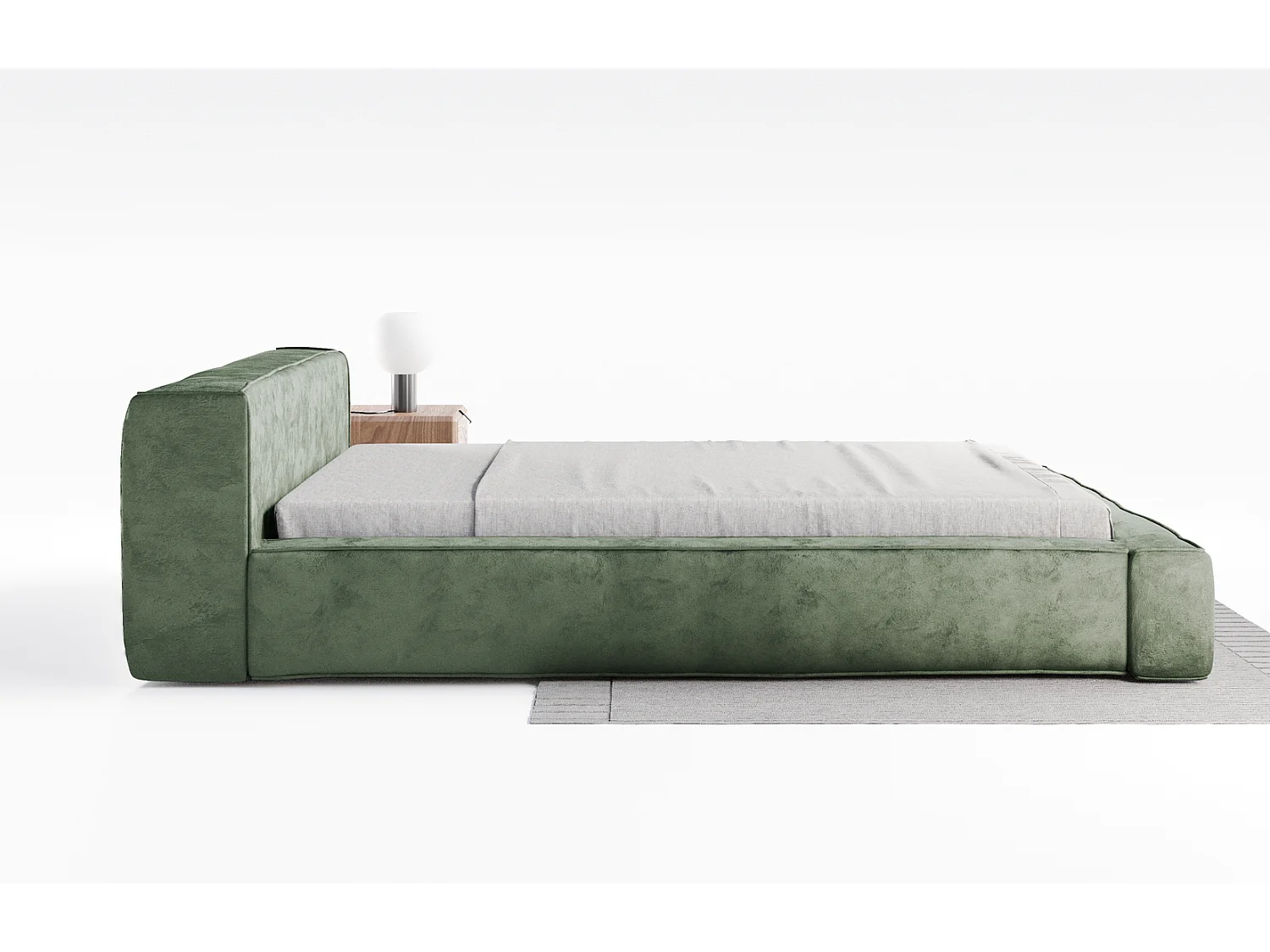 Emporius gestoffeerd bed tweepersoonsbed 180x200 Bueno - lattenbodem, opbergruimte - fluweel - Groen (Infinity 10)