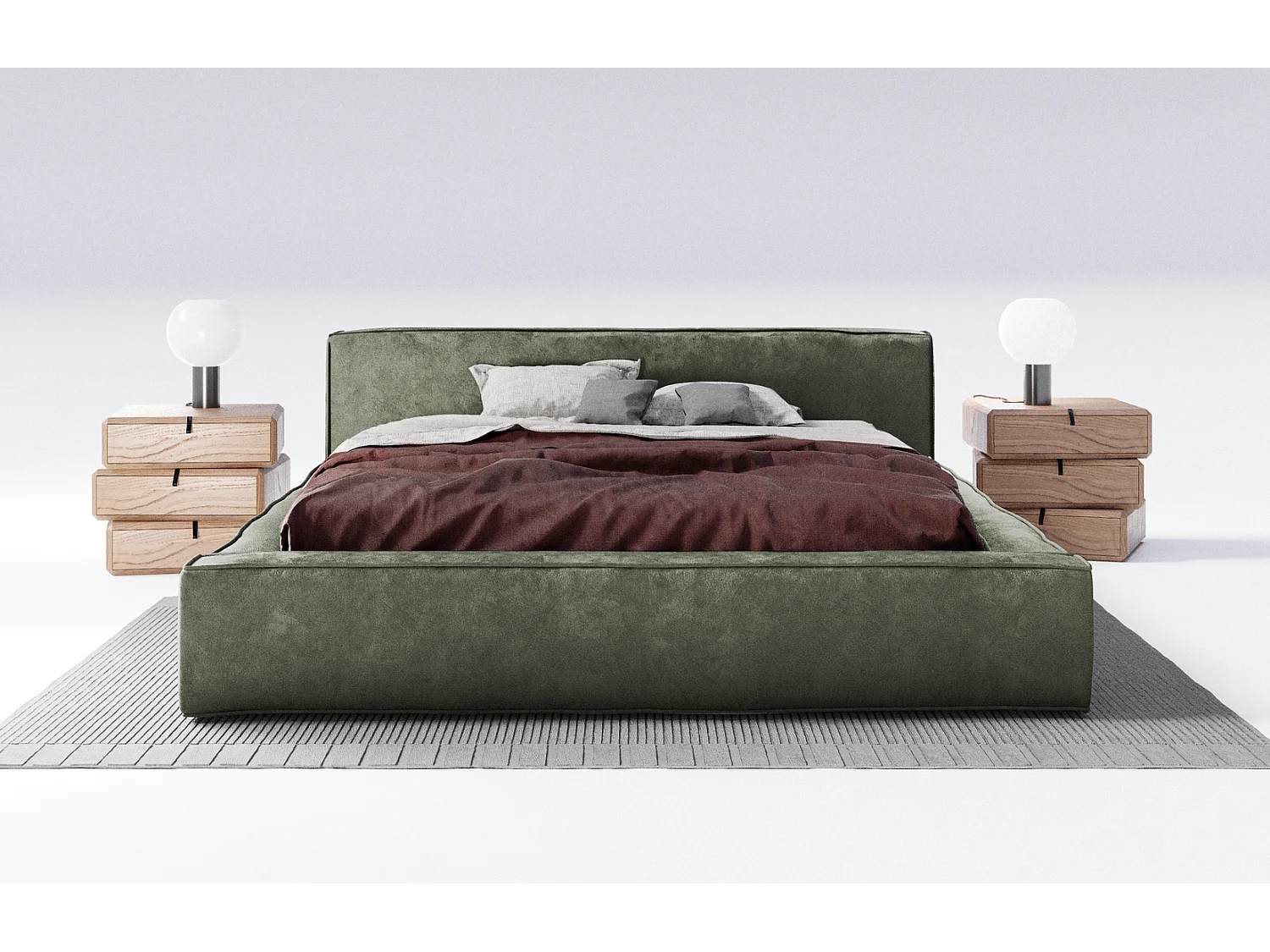 Emporius gestoffeerd bed tweepersoonsbed 180x200 Bueno - lattenbodem, opbergruimte - fluweel - Groen (Infinity 10)