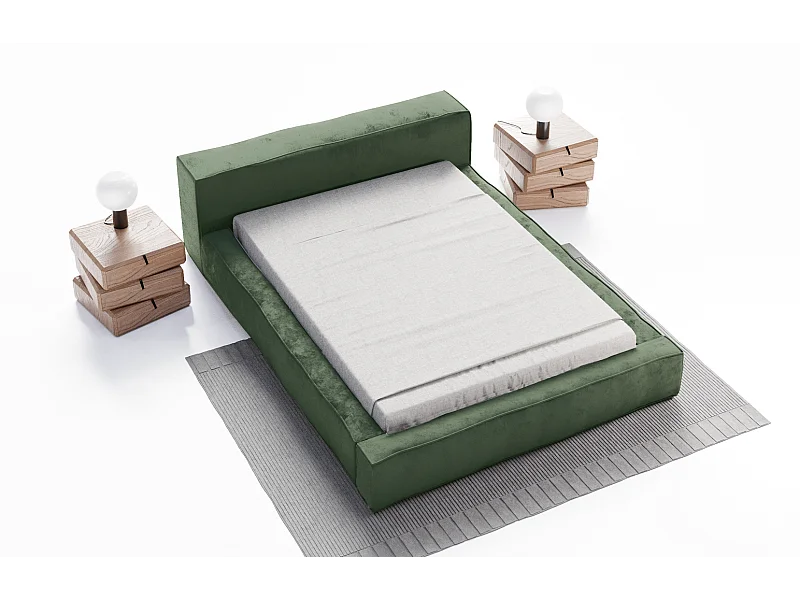 Emporius Lit double avec Rangement 180x200 Bueno - Lit rembourré, Sommier à Lattes, Tête de Lit - Vert (Infinity 10)