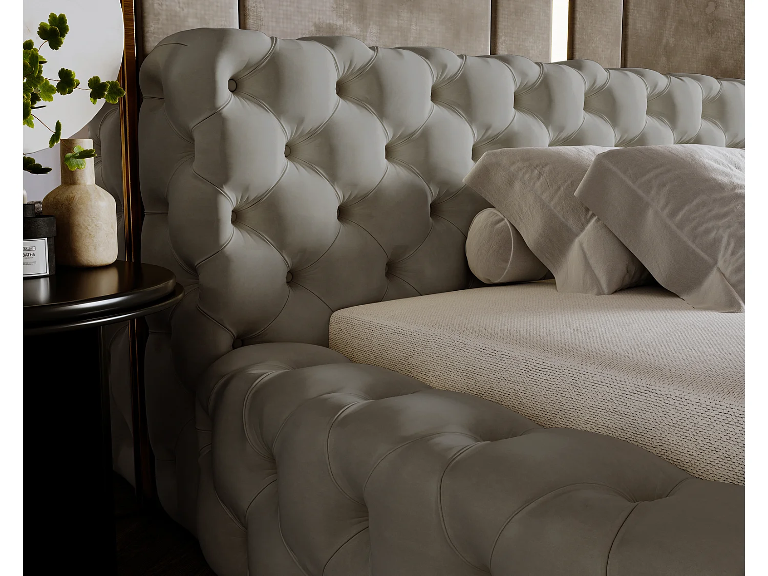 Emporius Lit rembourré avec rangement Vigo, Lit adulte 140x200 cm - Gris clair (Amor Velvet 4318)