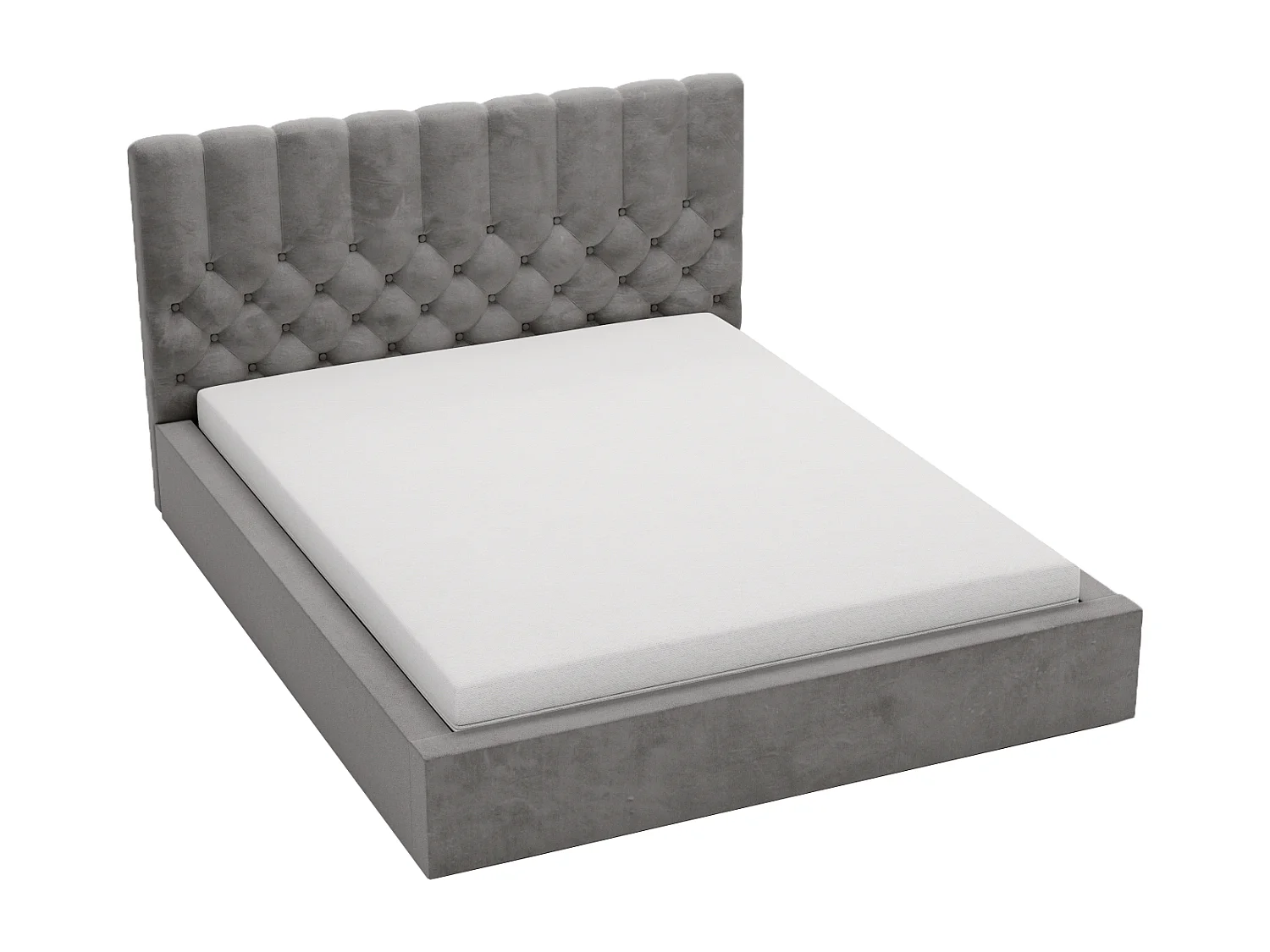 Emporius Lit rembourré 160x200 Sevilla - tête de lit, Haute rembourrée, Rangement - Lit chesterfield Gris (Magic Velvet 2217)