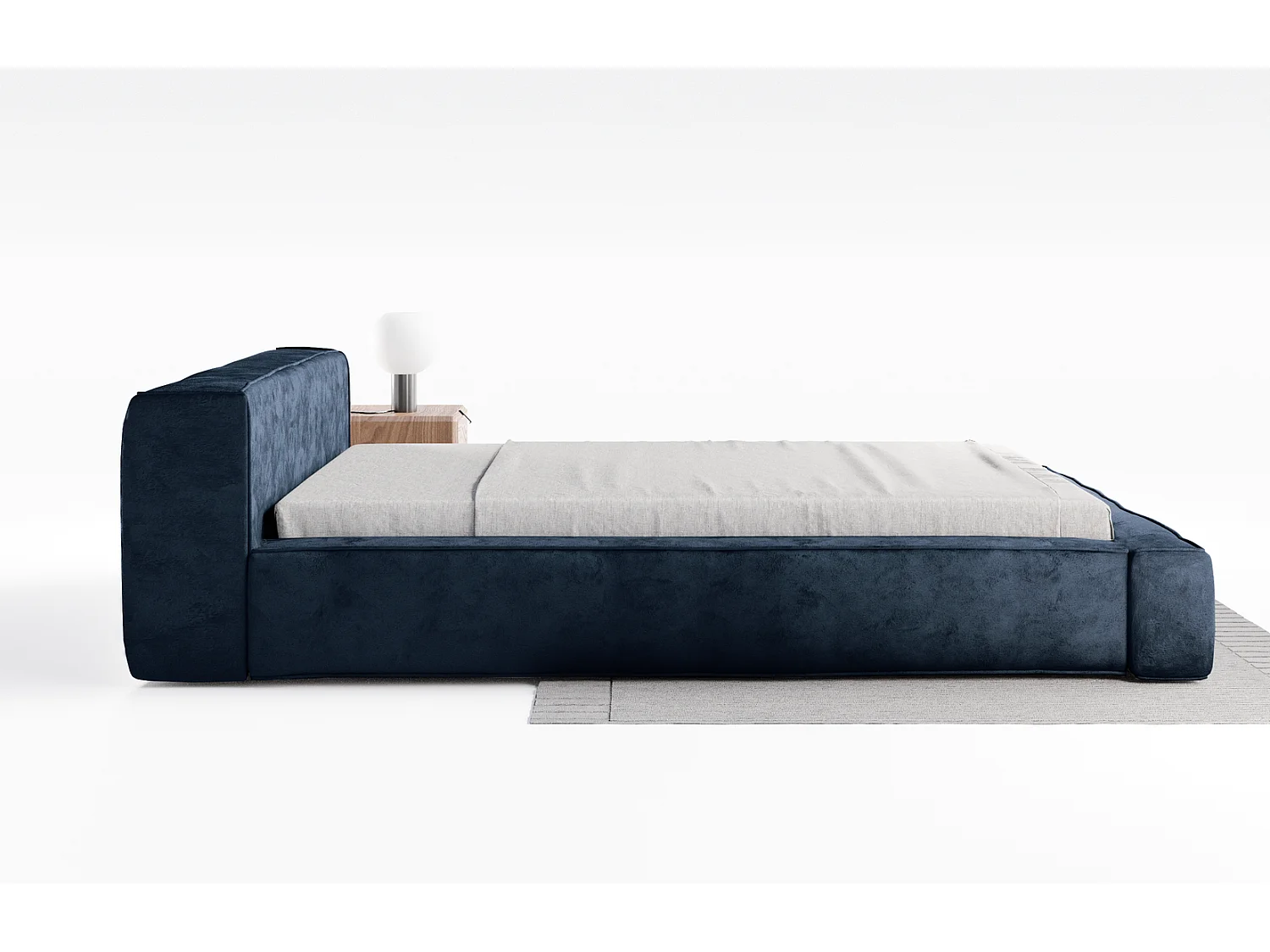 Emporius gestoffeerd bed tweepersoonsbed 140x200 Bueno - lattenbodem, opbergruimte - fluweel - Blauw (Infinity 11)