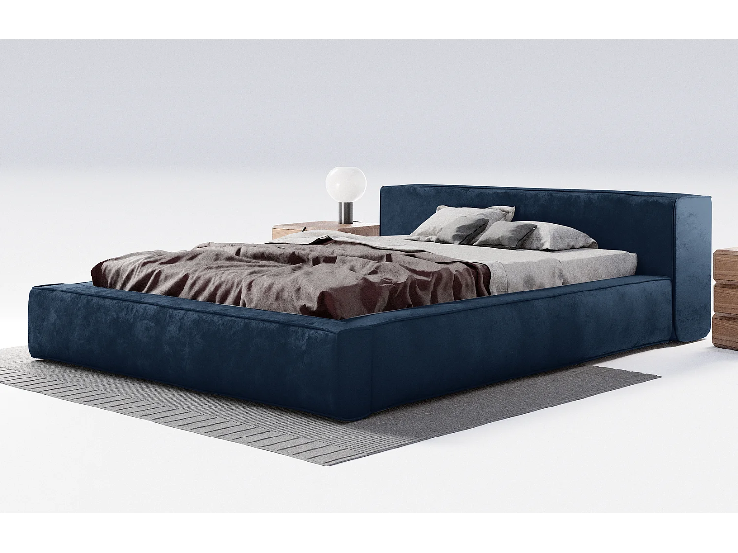 Emporius gestoffeerd bed tweepersoonsbed 140x200 Bueno - lattenbodem, opbergruimte - fluweel - Blauw (Infinity 11)