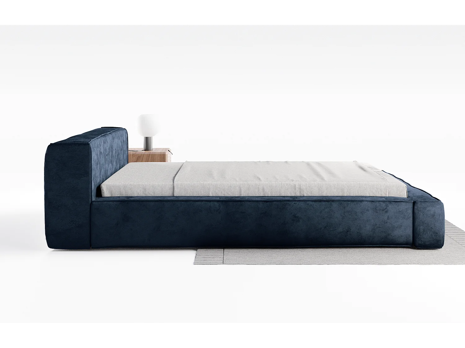 Emporius gestoffeerd bed tweepersoonsbed 140x200 Bueno - lattenbodem, opbergruimte - fluweel - Blauw (Infinity 11)