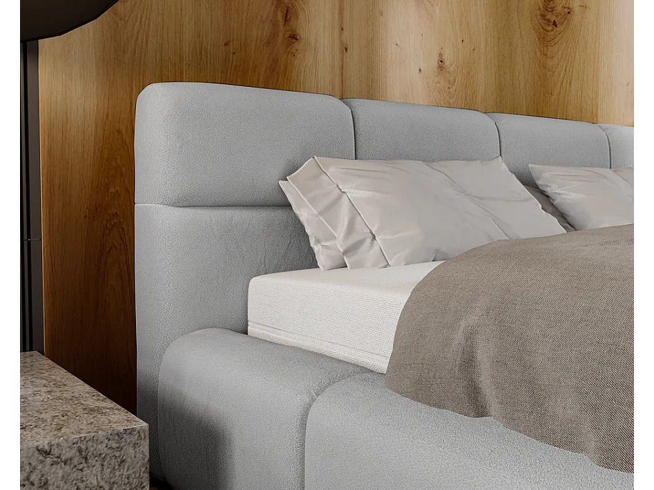 Emporius tweepersoonsbed 180x200, gestoffeerd bed Oslo -  dik foam, lattenbodem, fluwelen - Grijs (Solar 80)