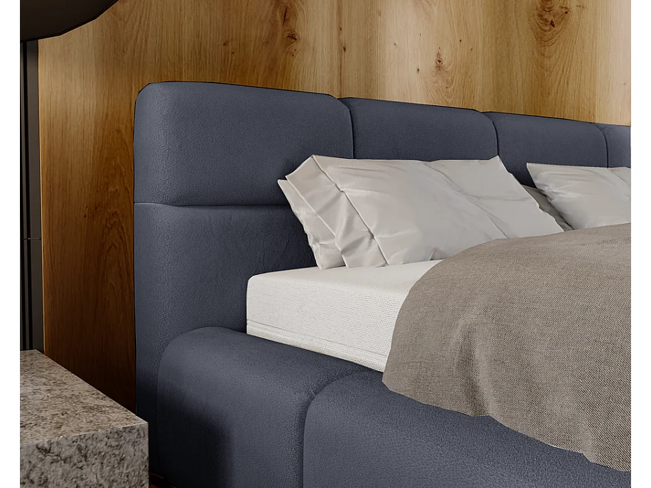 Emporius Lit rembourré 180x200, Lit adulte avec Rangement Oslo - Tete de Lit, Velvet, lit double - Gris foncé (Solar 96)