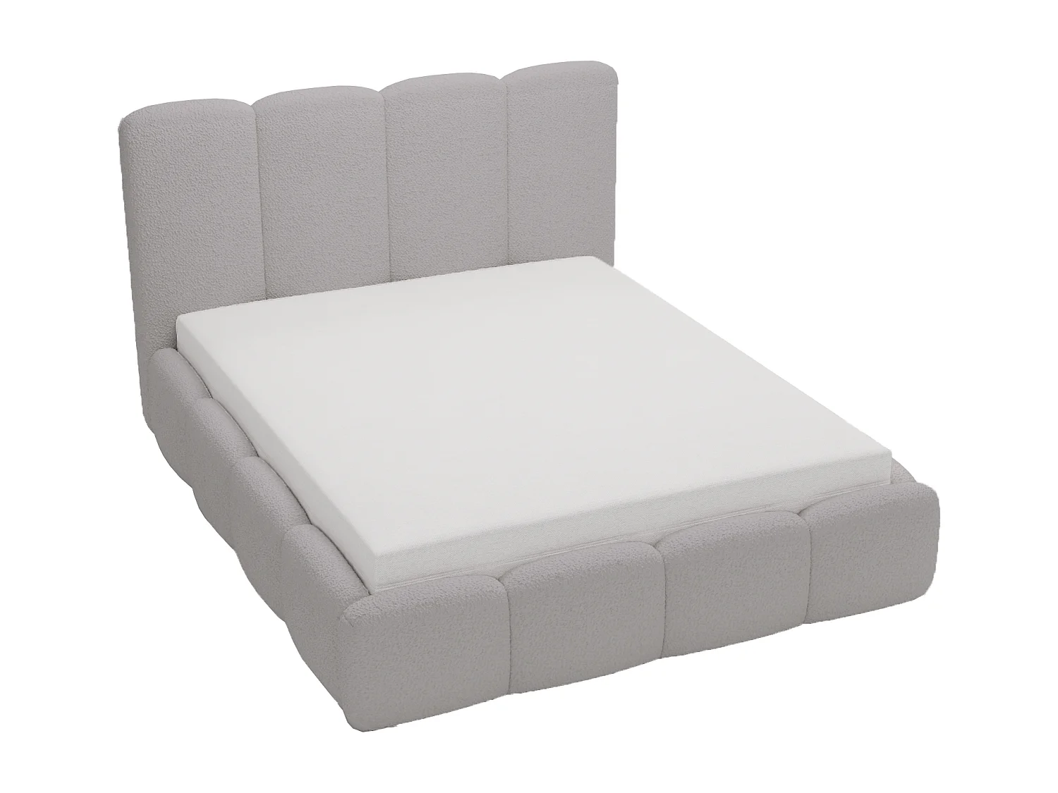 Emporius Merkad Boucle Lit double 180x200 - lit adutle avec rangement, Sommier à Lattes, Coffre à Literie - Lit Rembourré 180x200 Gris (Anthology 17)