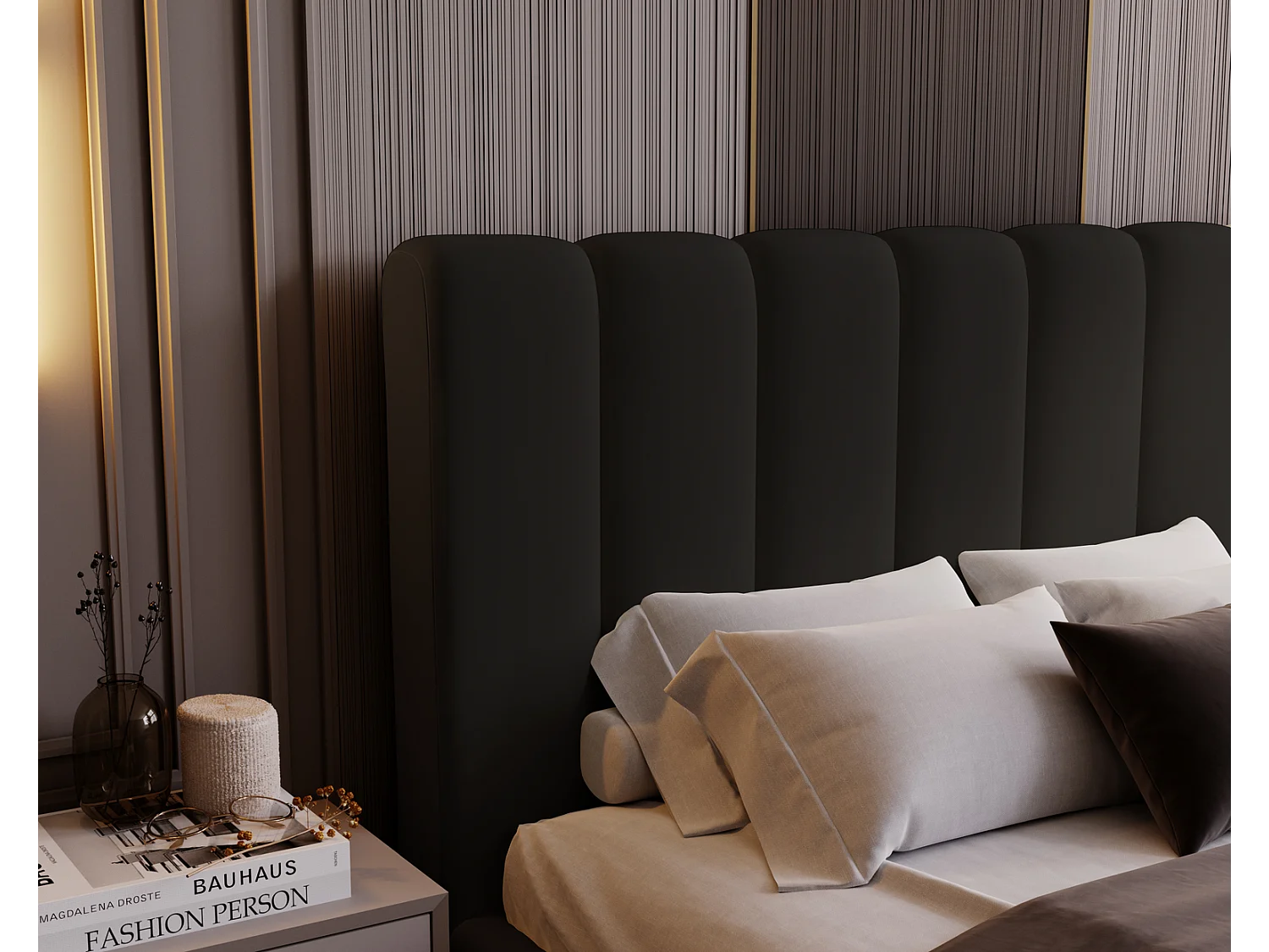 Emporius Polsterbett 200x200 Valetta - Bett mit Bettkasten, Lattenrost & Kopfteil - Hersteller, Doppelbett 200x200 velvet (Schwarz - Amor Velvet 4322)