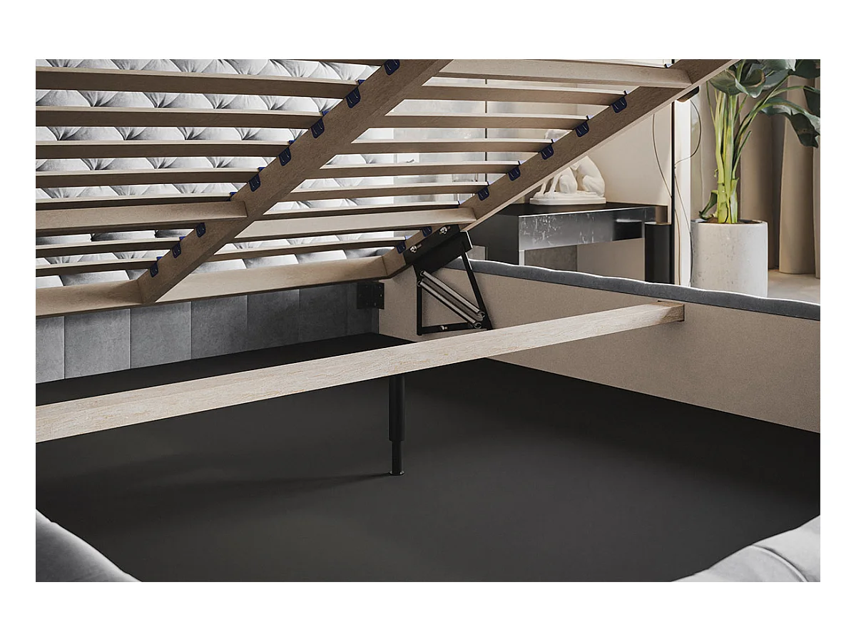 Emporius Lit adulte 180x200 Furis - Lit double avec Rangment - Lit rembourrée, lit chesterfield 140x200 - Velvet Gris clair (Jasmine 90)