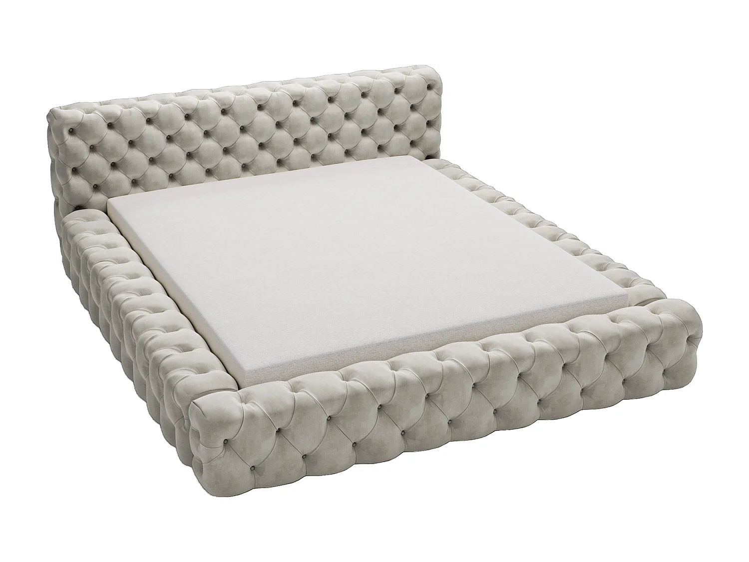 Emporius Lit rembourré avec rangement Vigo, Lit adulte 160x200 cm - Gris clair (Amor Velvet 4318)