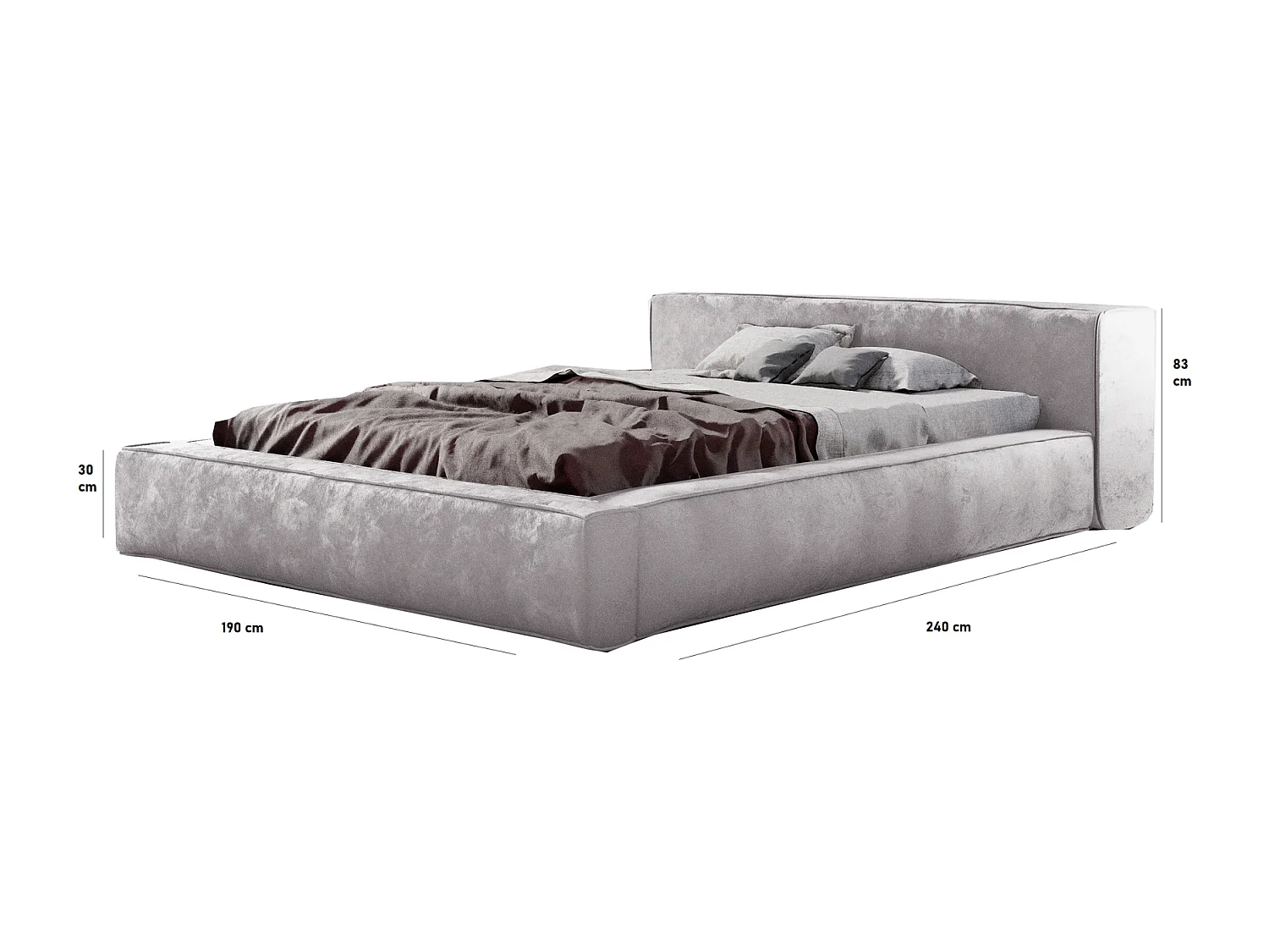 Emporius gestoffeerd bed tweepersoonsbed 160x200 Bueno - lattenbodem, opbergruimte - fluweel - Zwart (Infinity 18)