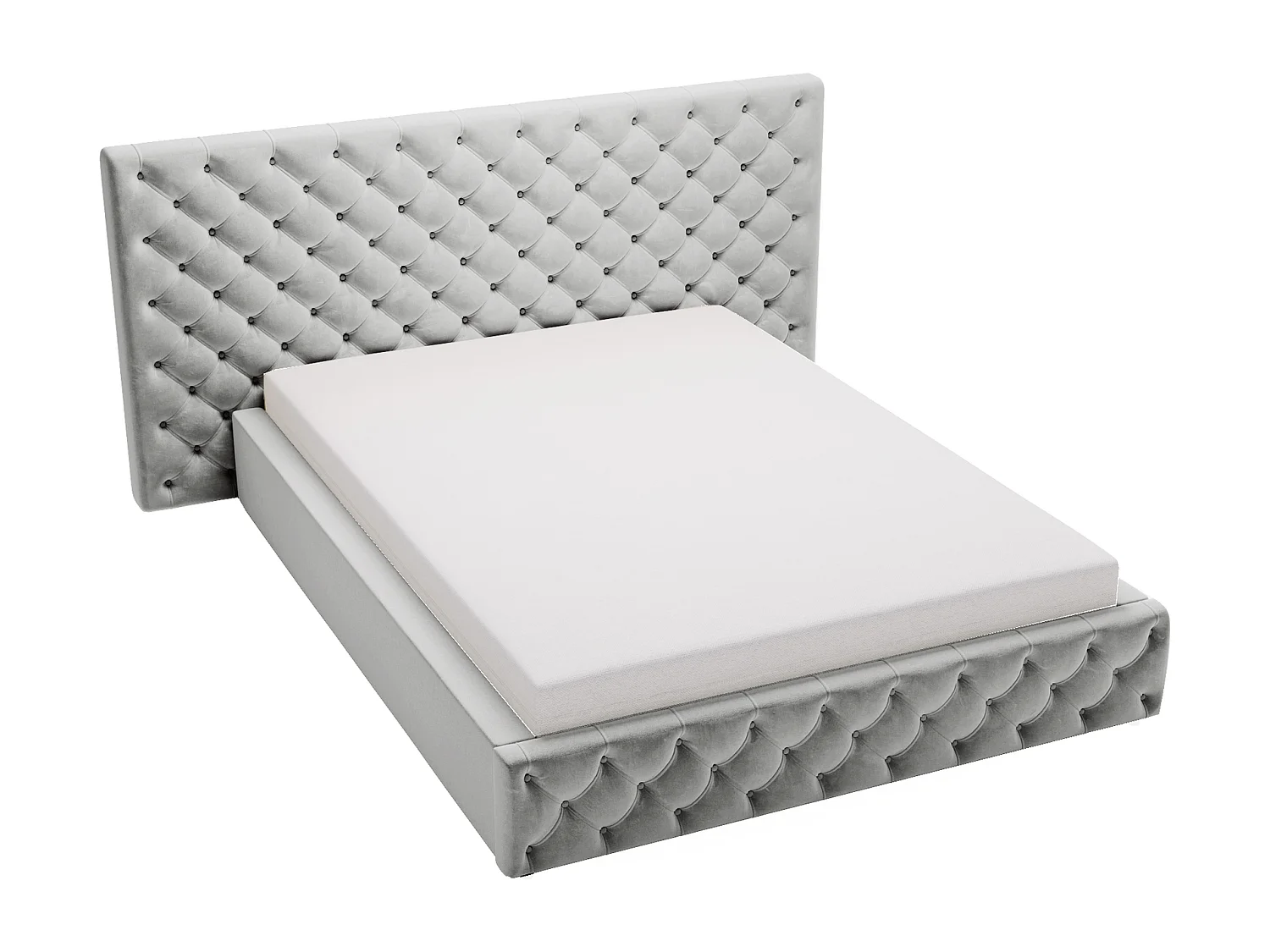 Emporius Polsterbett mit Lattenrost 140x200 Rolia - Doppelbett, Stauraum, Kopfteil - Schlafzimmer, Bettkasten - Velvet Blau (Kronos 09)
