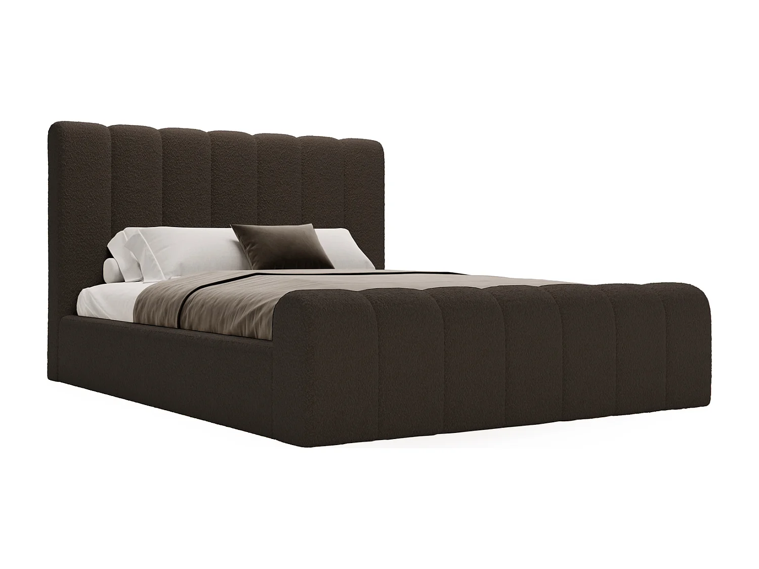Emporius bed bouclé 180x200 Valetta - Gestoffeerd bed met opbergruimte, luxe bed met lattenbodem en bedlade - tweepersoonsbed 180x200 - Zwart (Anthology 19)