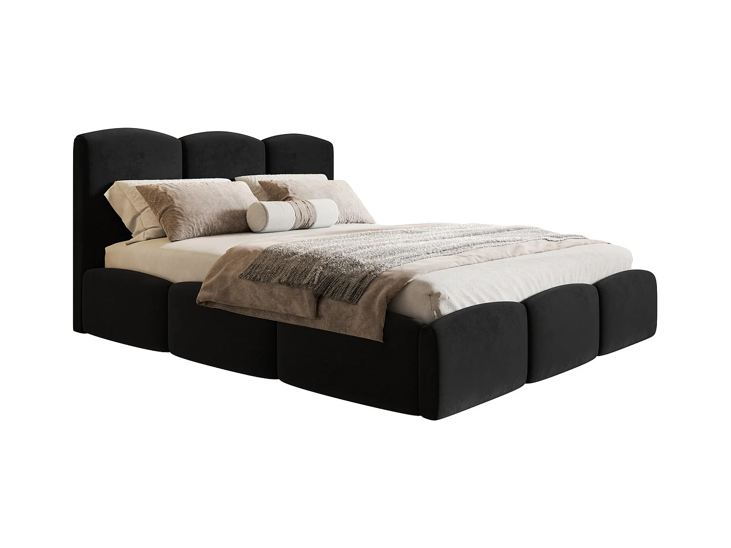 Emporius bed 140x200 Roma Slim - tweepersoonsbed met opbergruimte, lattenbodem - Velvet Zwart (Amor Velvet 4322)