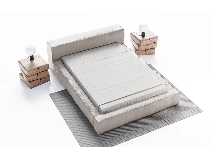 Emporius gestoffeerd bed tweepersoonsbed 140x200 Bueno - lattenbodem, opbergruimte - fluweel - Zilver (Infinity 14)