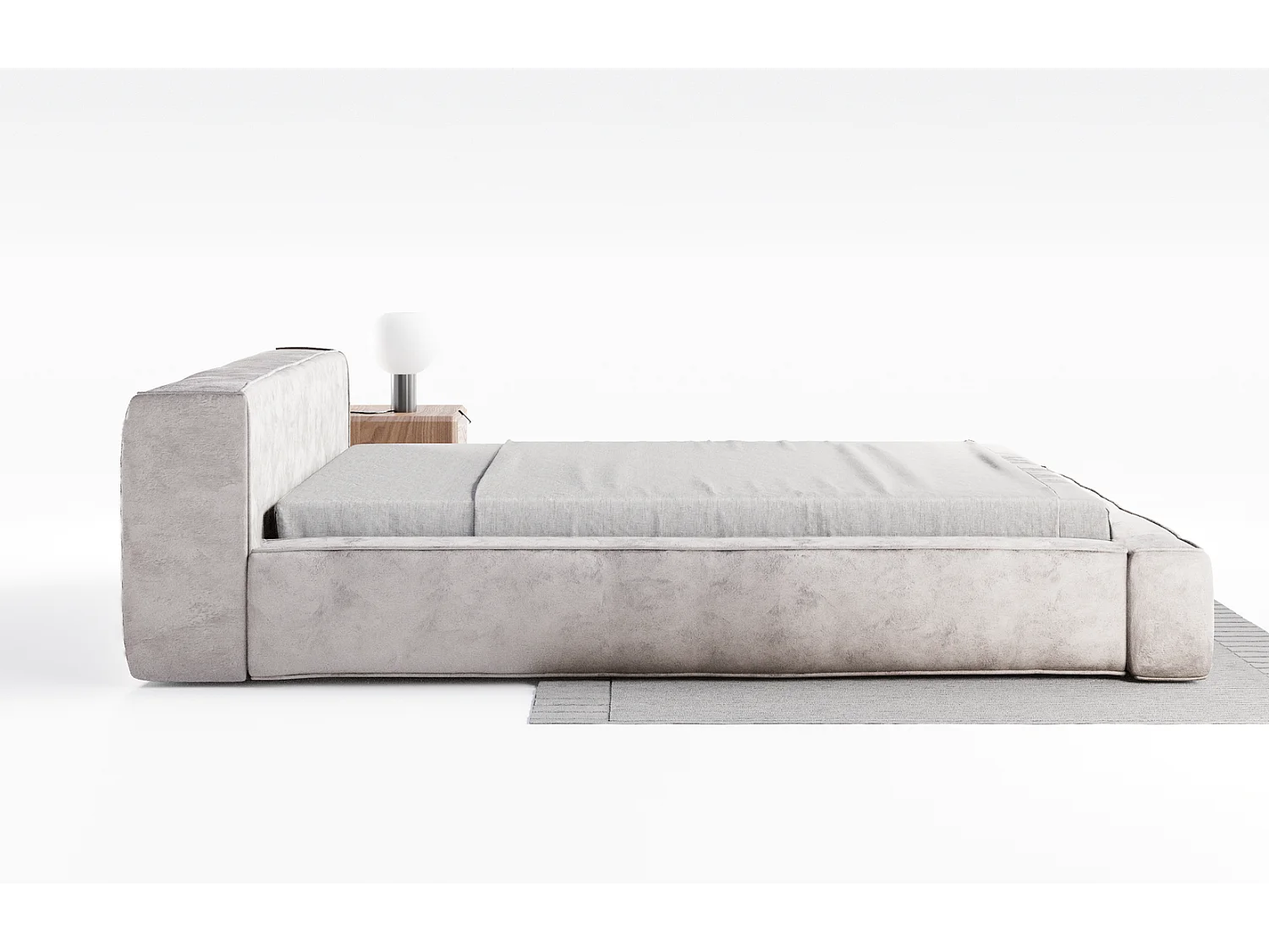 Emporius gestoffeerd bed tweepersoonsbed 140x200 Bueno - lattenbodem, opbergruimte - fluweel - Zilver (Infinity 14)