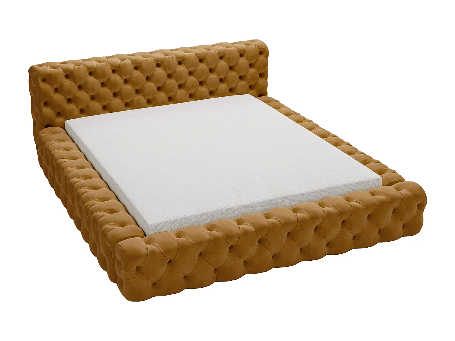 Emporius Lit rembourré avec rangement Vigo, Lit adulte 180x200 cm - Doré (Amor Velvet 4325)