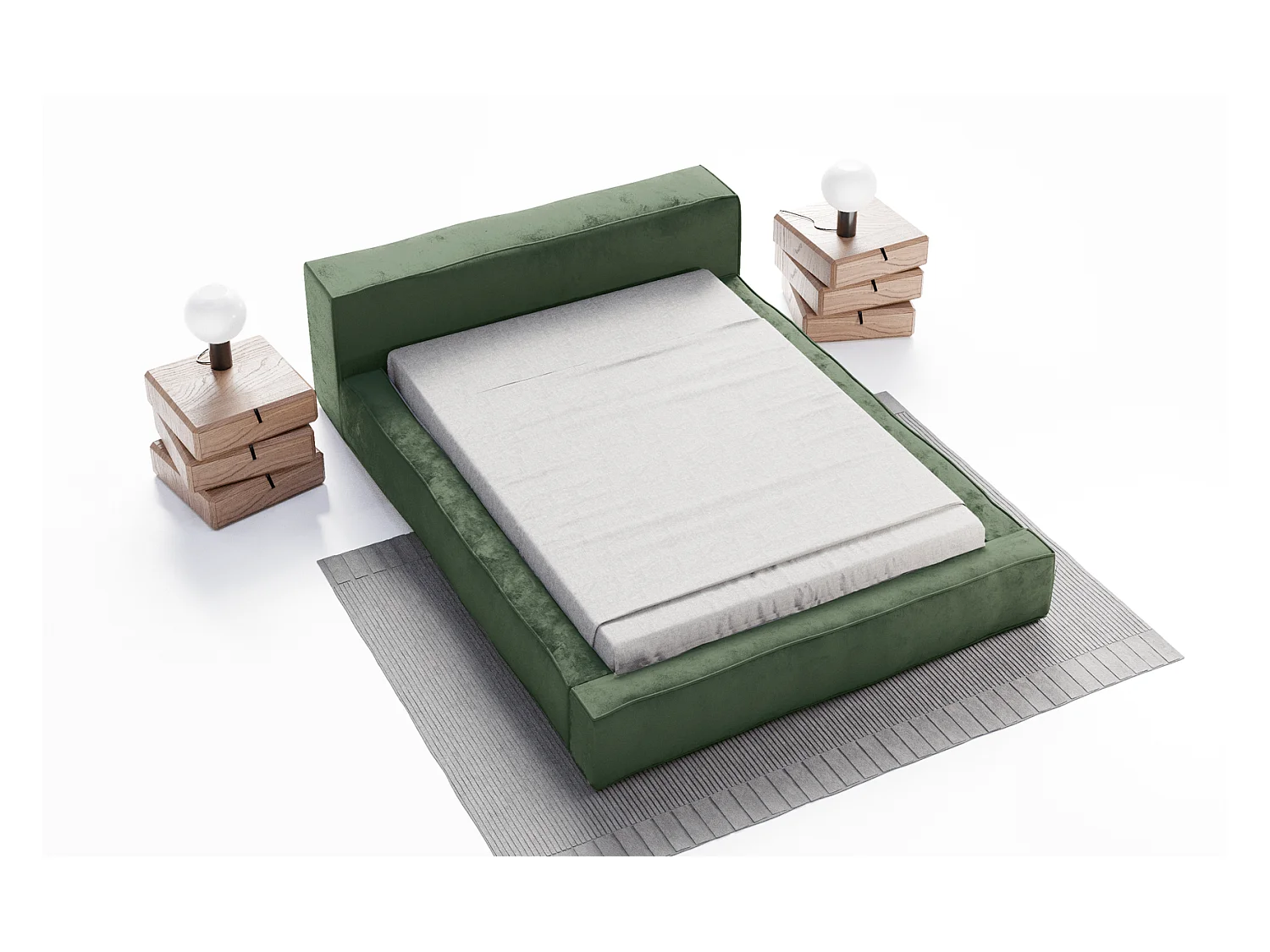 Emporius gestoffeerd bed tweepersoonsbed 160x200 Bueno - lattenbodem, opbergruimte - fluweel - Groen (Infinity 10)