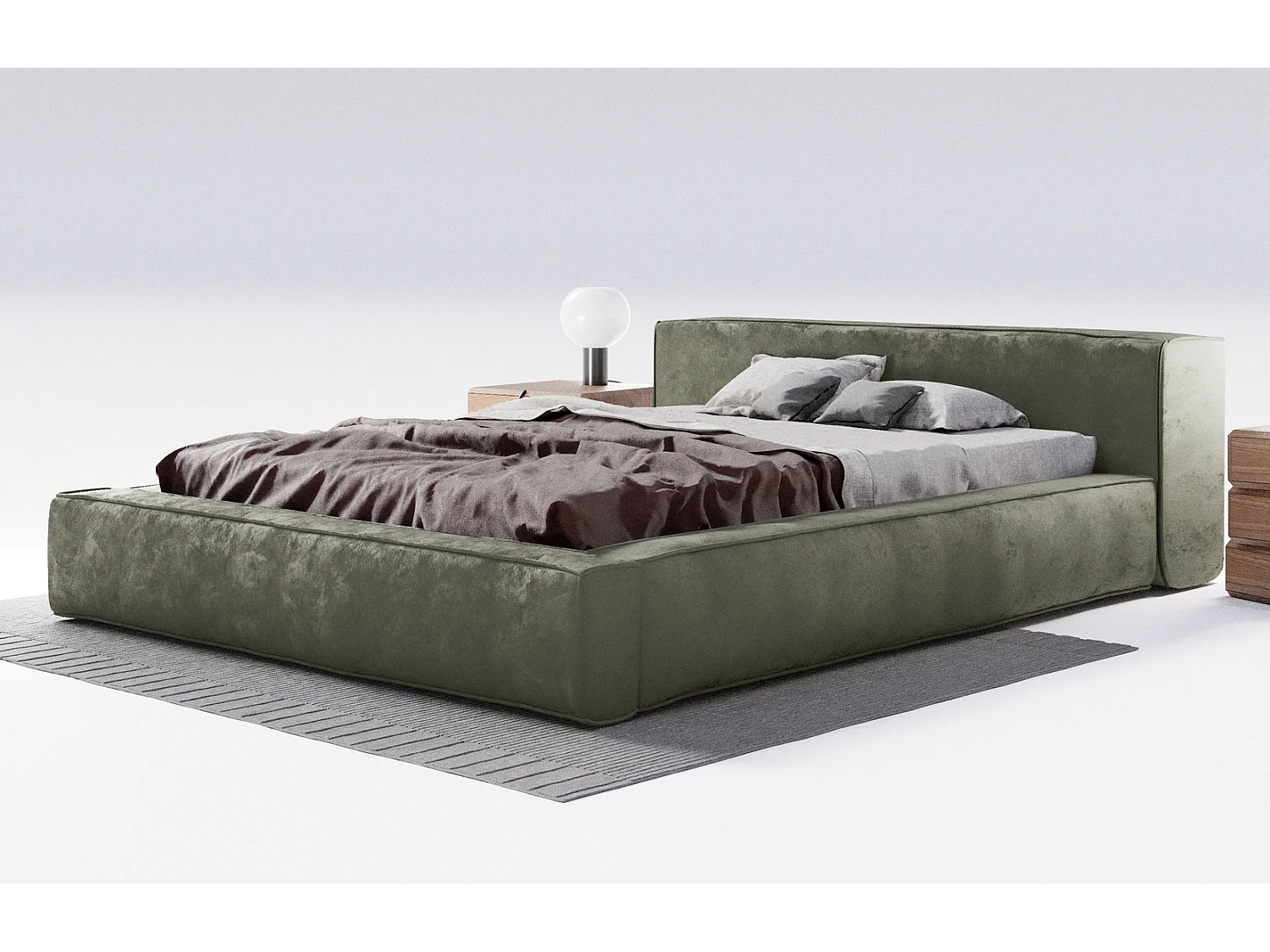 Emporius gestoffeerd bed tweepersoonsbed 160x200 Bueno - lattenbodem, opbergruimte - fluweel - Groen (Infinity 10)