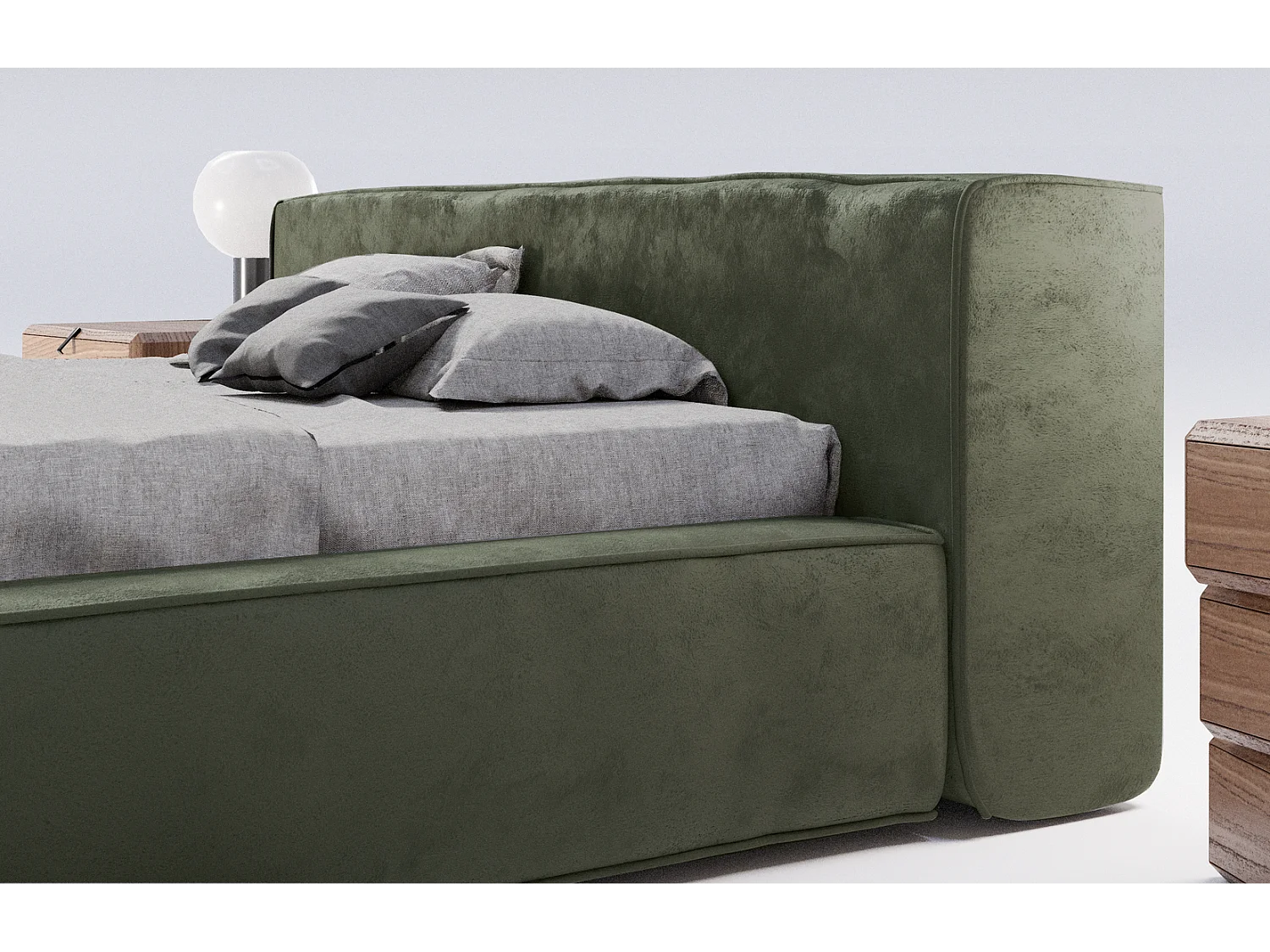 Emporius gestoffeerd bed tweepersoonsbed 160x200 Bueno - lattenbodem, opbergruimte - fluweel - Groen (Infinity 10)