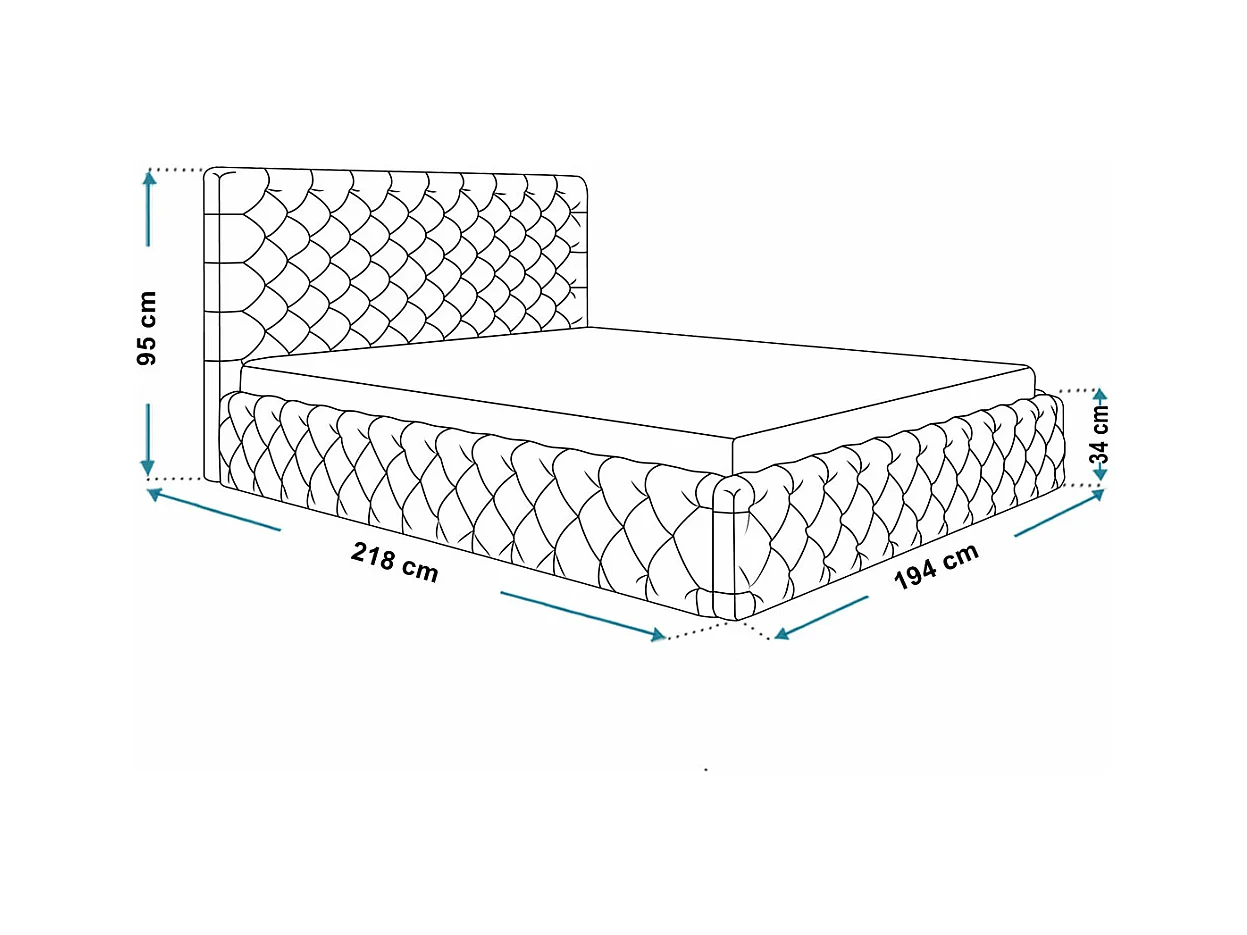 Emporius Lit adulte 180x200 Furis - Lit double avec Rangment - Lit rembourrée, lit chesterfield 140x200 - Velvet Noir (Amor Velvet 4322)