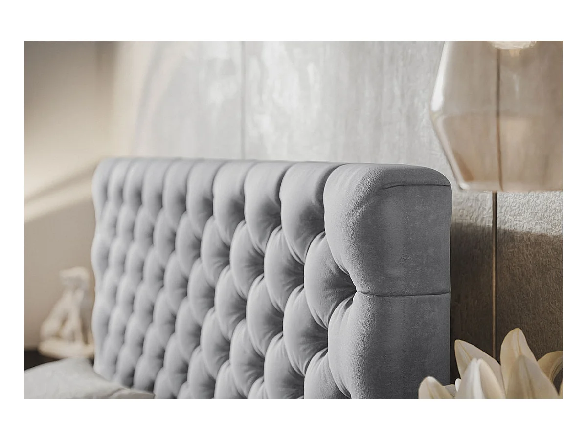 Emporius Lit adulte 180x200 Furis - Lit double avec Rangment - Lit rembourrée, lit chesterfield 140x200 - Velvet Noir (Amor Velvet 4322)