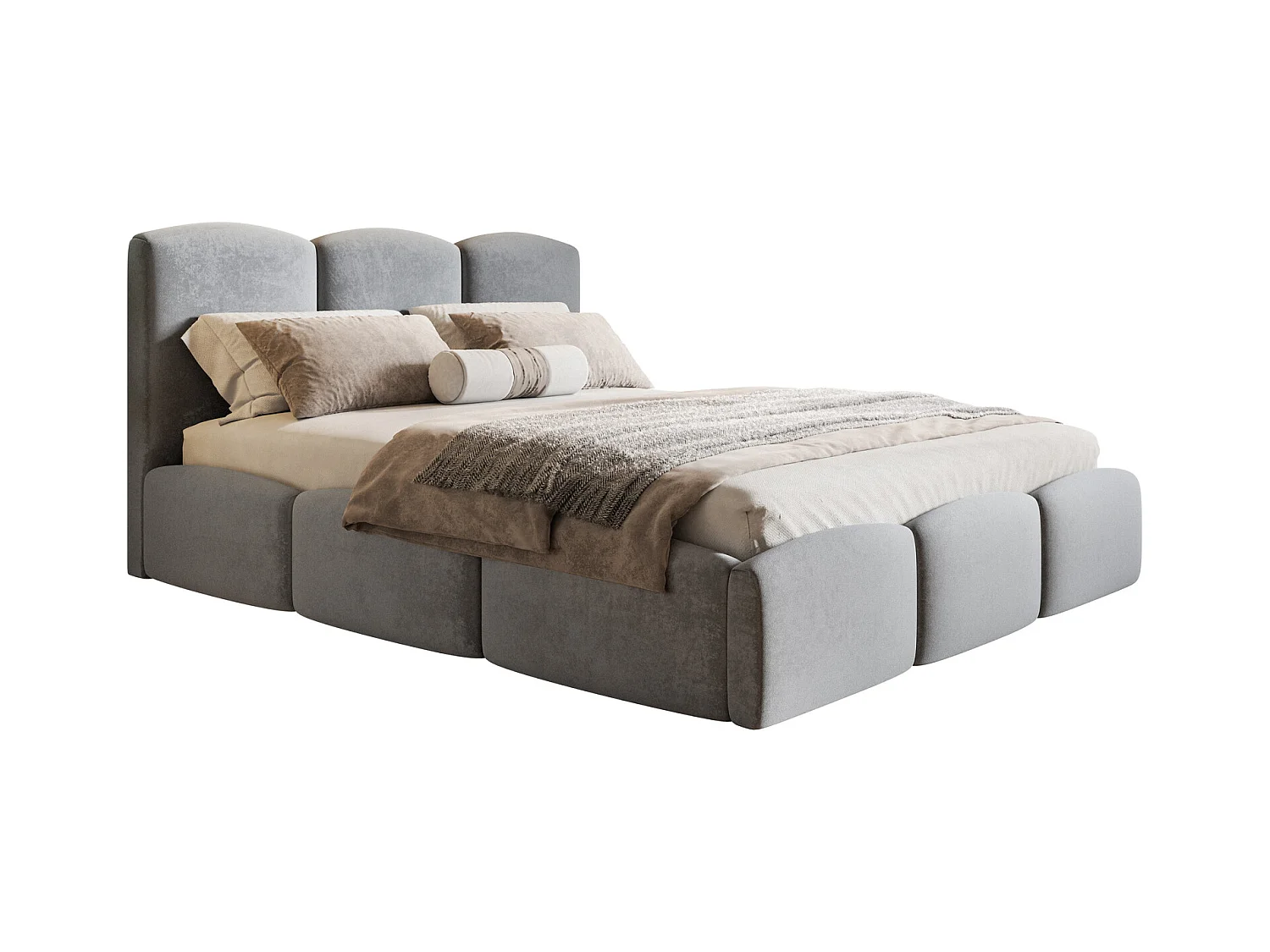 Emporius Lit 180x200 Roma Slim - Lit coffre 180x200, lit double avec Rangement, tissu velvet - Gris clair (Amor Velvet 4318)