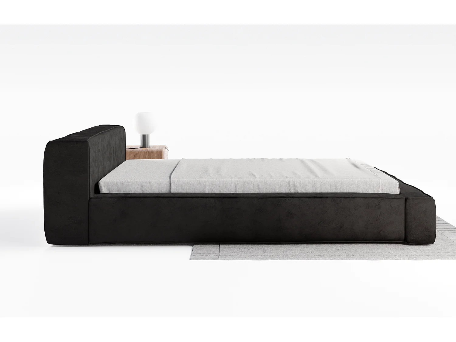 Emporius gestoffeerd bed tweepersoonsbed 180x200 Bueno - lattenbodem, opbergruimte - fluweel - Zwart (Infinity 18)